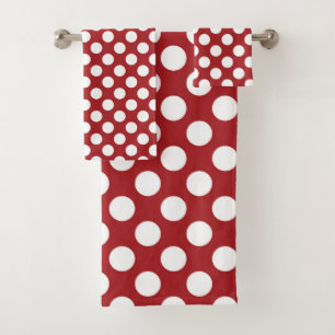 Rote Polka-Punkte, Polka-Dottern-Muster, Punkte, g Badhandtuch Set