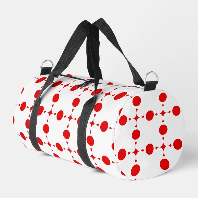 Rote Polka-Punkte, Polka-Dottern-Muster, Punkte, g Duffle Bag (Linke Seite)