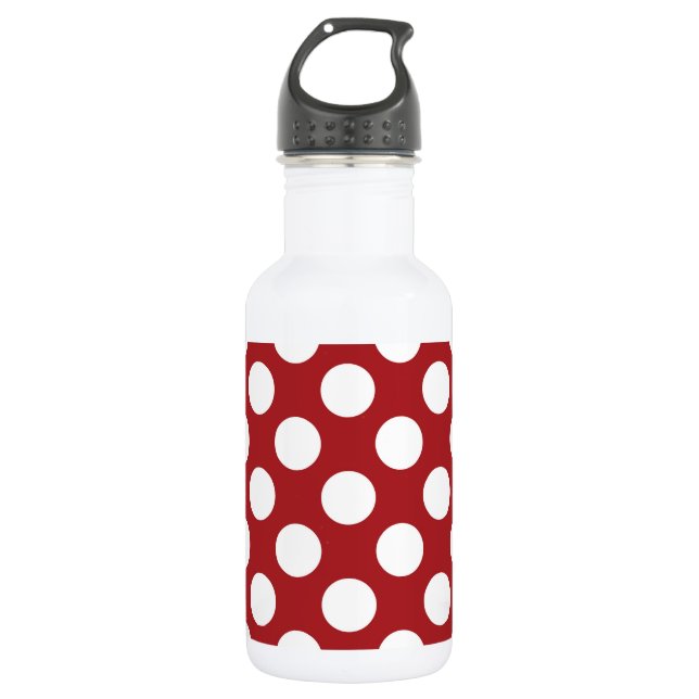 Rote Polka-Punkte, Polka-Dottern-Muster, Punkte, g Edelstahlflasche (Vorderseite)