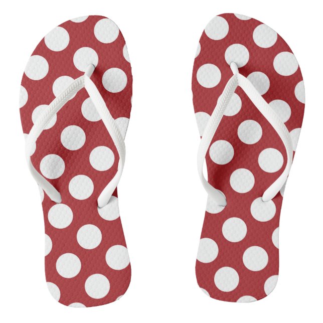 Rote Polka-Punkte, Polka-Dottern-Muster, Punkte, g Flip Flops (Fußbett)