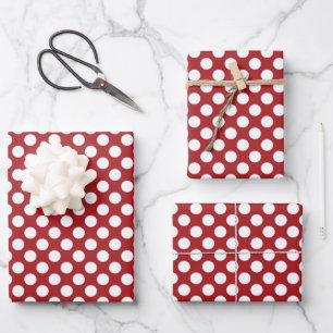 Rote Polka-Punkte, Polka-Dottern-Muster, Punkte, g Geschenkpapier Set