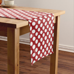 Rote Polka-Punkte, Polka-Dottern-Muster, Punkte, g Mittelgroßer Tischläufer