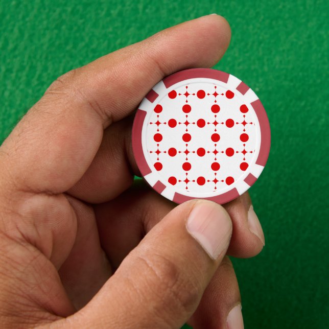 Rote Polka-Punkte, Polka-Dottern-Muster, Punkte, g Pokerchips (Hand)