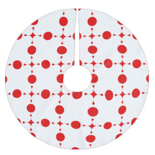 Rote Polka-Punkte, Polka-Dottern-Muster, Punkte, g Polyester Weihnachtsbaumdecke