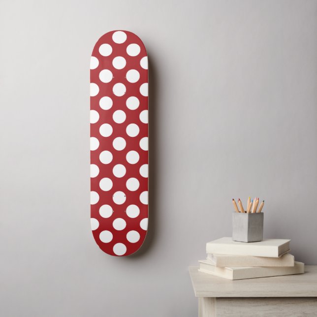 Rote Polka-Punkte, Polka-Dottern-Muster, Punkte, g Skateboard (Wandkunst)