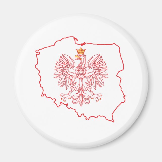 Rote Polnische Karte mit Adler Magnet (Vorne)