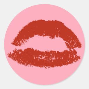 Rote Pop-Art-Lippen Runder Aufkleber