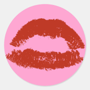 Rote Pop-Art-Lippen Runder Aufkleber