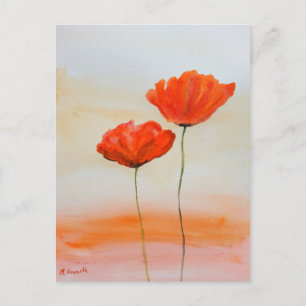 Rote Popkuchen Blume Aquarellmohn Postkarte