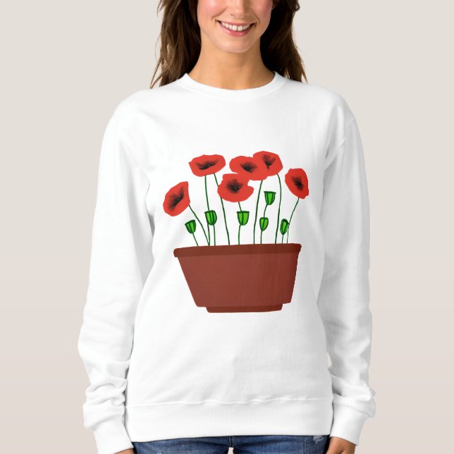 Rote Popkuchen in einem Terracotta Planter Sweatshirt (Vorderseite)