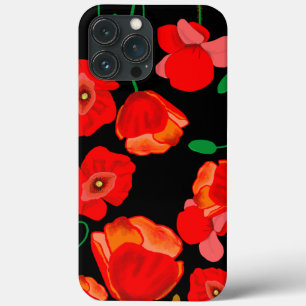 Rote Poppies auf der schwarzen Hintergrunddarstell Case-Mate iPhone Hülle