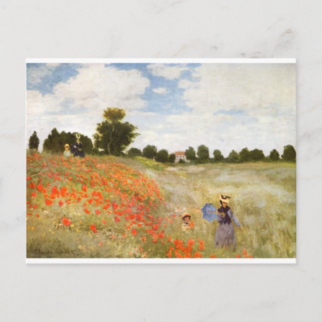 Rote Poppies blühen - Claude Monet Postkarte (Vorderseite)