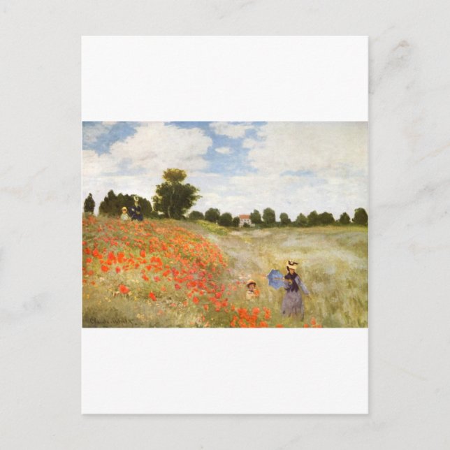 Rote Poppies blühen - Claude Monet Postkarte (Vorderseite)