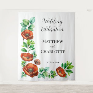 Rote Poppies im Vintagen Stil mit Sublime Watercol Wandteppich