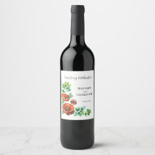 Rote Poppies im Vintagen Stil mit Sublime Watercol Weinetikett