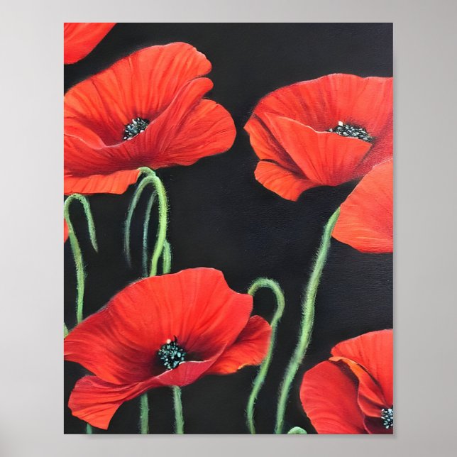Rote Poppies Kunstmalerei Poster (Vorne)