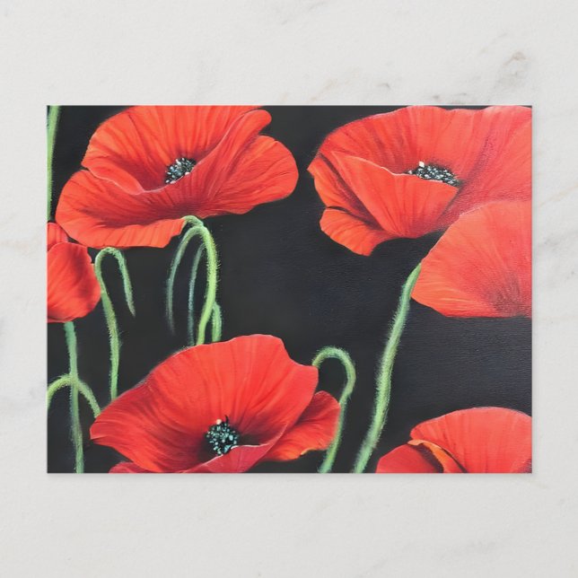 Rote Poppies Kunstmalerei Postkarte (Vorderseite)