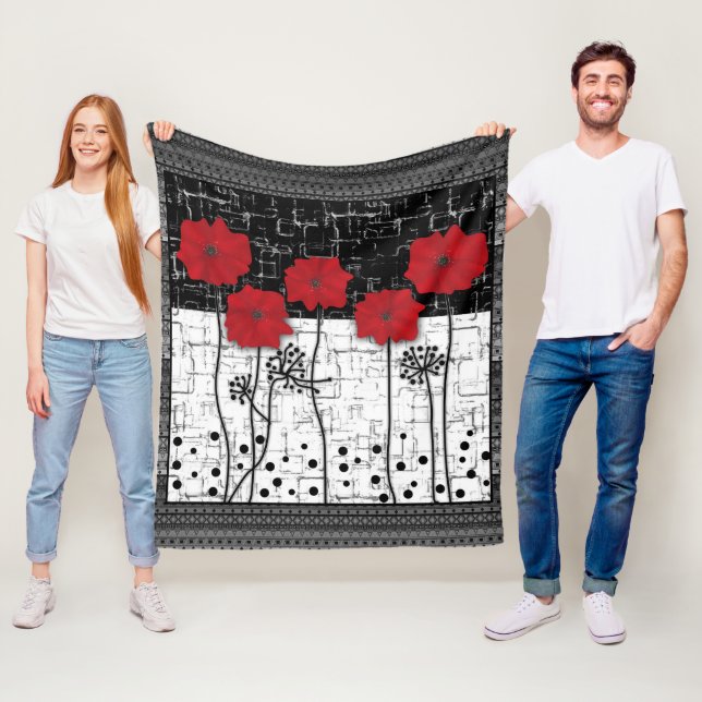 Rote Poppione Fleecedecke (Beispiel)