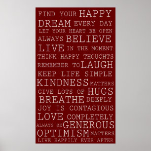Rote positive Gedanken-inspirierend Wörter Poster