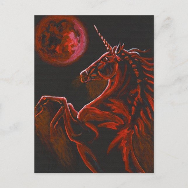 Rote Postkarte des Einhorn-2 (Vorderseite)