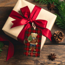 Rote Preppy-Karostickereien Weihnachts-Teddybär-Ge