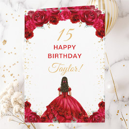 Rote Prinzessin Floral Happy Birthday Karte