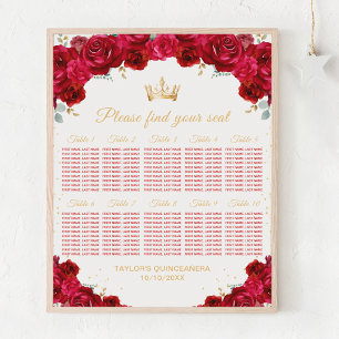 Rote Prinzessin Quinceañera 10-Tisch-Sitzordnung Poster