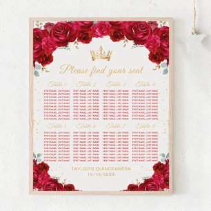 Rote Prinzessin Quinceañera Sitzordnung für 8 Tisc Poster