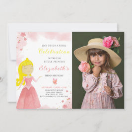 Rote Prinzessin zum Geburtstag Einladung mit Foto