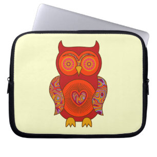 Rote psychedelische Eule Laptopschutzhülle