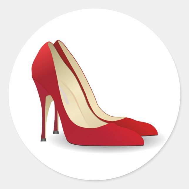 Rote Pumps Runder Aufkleber (Vorderseite)