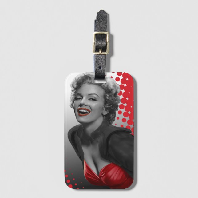 Rote Punkte Marilyn Gepäckanhänger (Vorderseite Vertikal)