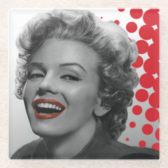 Rote Punkte Marilyn Glasuntersetzer (Vorderseite)
