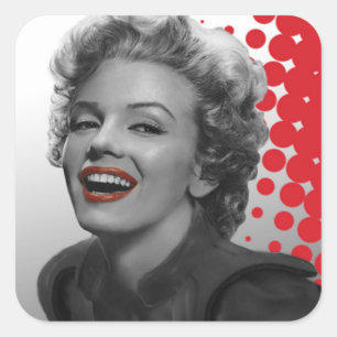 Rote Punkte Marilyn Quadratischer Aufkleber