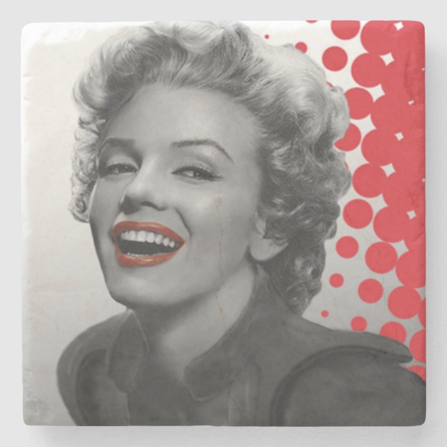 Rote Punkte Marilyn Steinuntersetzer (Vorderseite)
