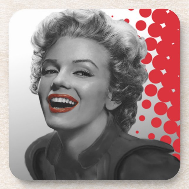 Rote Punkte Marilyn Untersetzer (Vorderseite)
