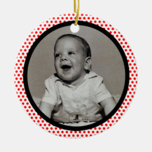 Rote Punkte Schwarzer Foto Rahmen Keramikornament