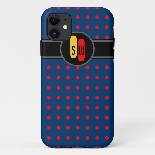 rote Punkte und Ihre Initialen Case-Mate iPhone Hülle (Rückseite)