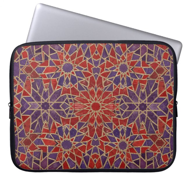 rote purpurfarbene Mosaik Laptopschutzhülle (Vorderseite)