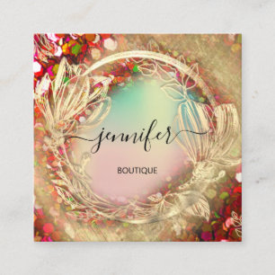 Rote Qr-Rose-Logo Quadratische Visitenkarte