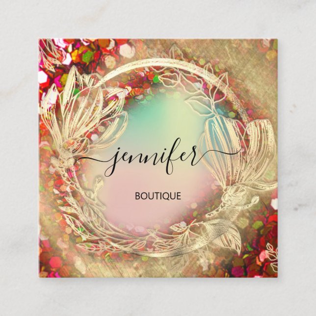 Rote Qr-Rose-Logo Quadratische Visitenkarte (Vorderseite)