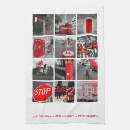 Rote Quadrate Geschirrtuch