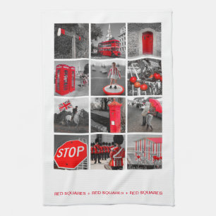 Rote Quadrate Geschirrtuch