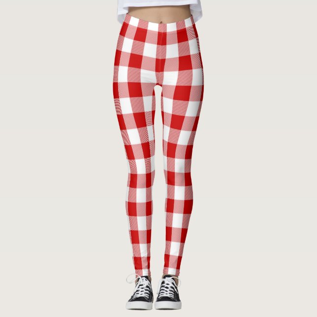 Rote Quadrate Leggings (Vorderseite)