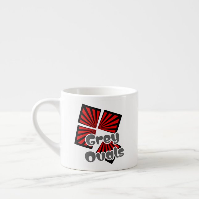 Rote Quadrate mit dem Text "Beams and Gray Ovals" Espressotasse (Links)