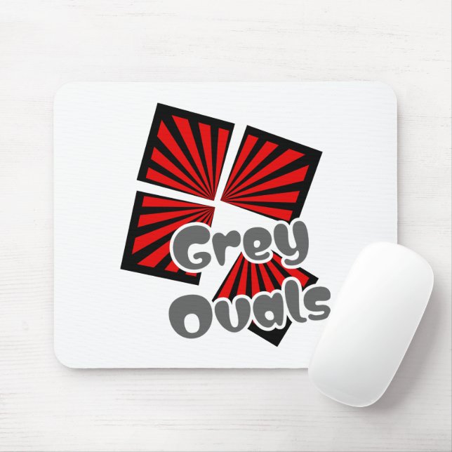 Rote Quadrate mit dem Text "Beams and Gray Ovals" Mousepad (Mit Mouse)