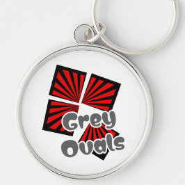 Rote Quadrate mit dem Text "Beams and Gray Ovals" Schlüsselanhänger