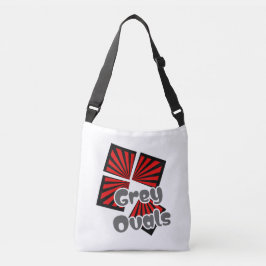 Rote Quadrate mit dem Text "Beams and Gray Ovals" Tragetaschen Mit Langen Trägern