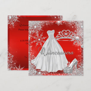 Rote Quinceanera 15. Elite-Elegante Geburtstagsfei Einladung