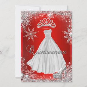 Rote Quinceanera 15. Elite elegante Geburtstagsfei Einladung